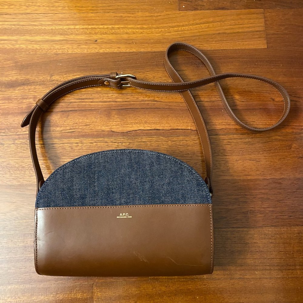 APC Denim Half-Moon Bag
